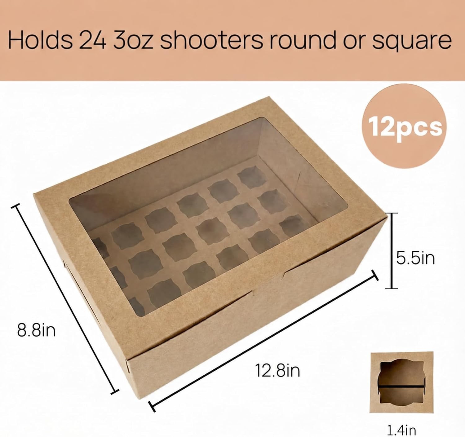Dessert Shooter Box,set of 12 each can hold 24 3oz dessert shooters food-grade