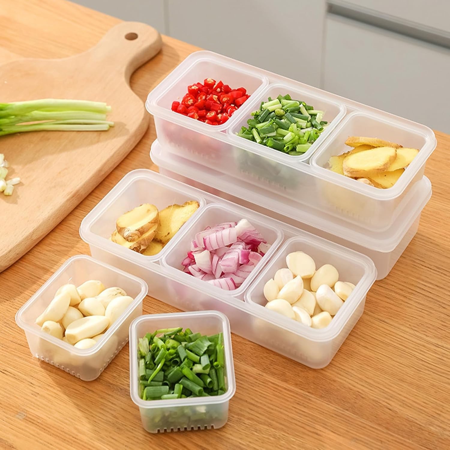1 Pcs Food Storage Container, with Sealed Lid Drainer 3 Compartments Divided …