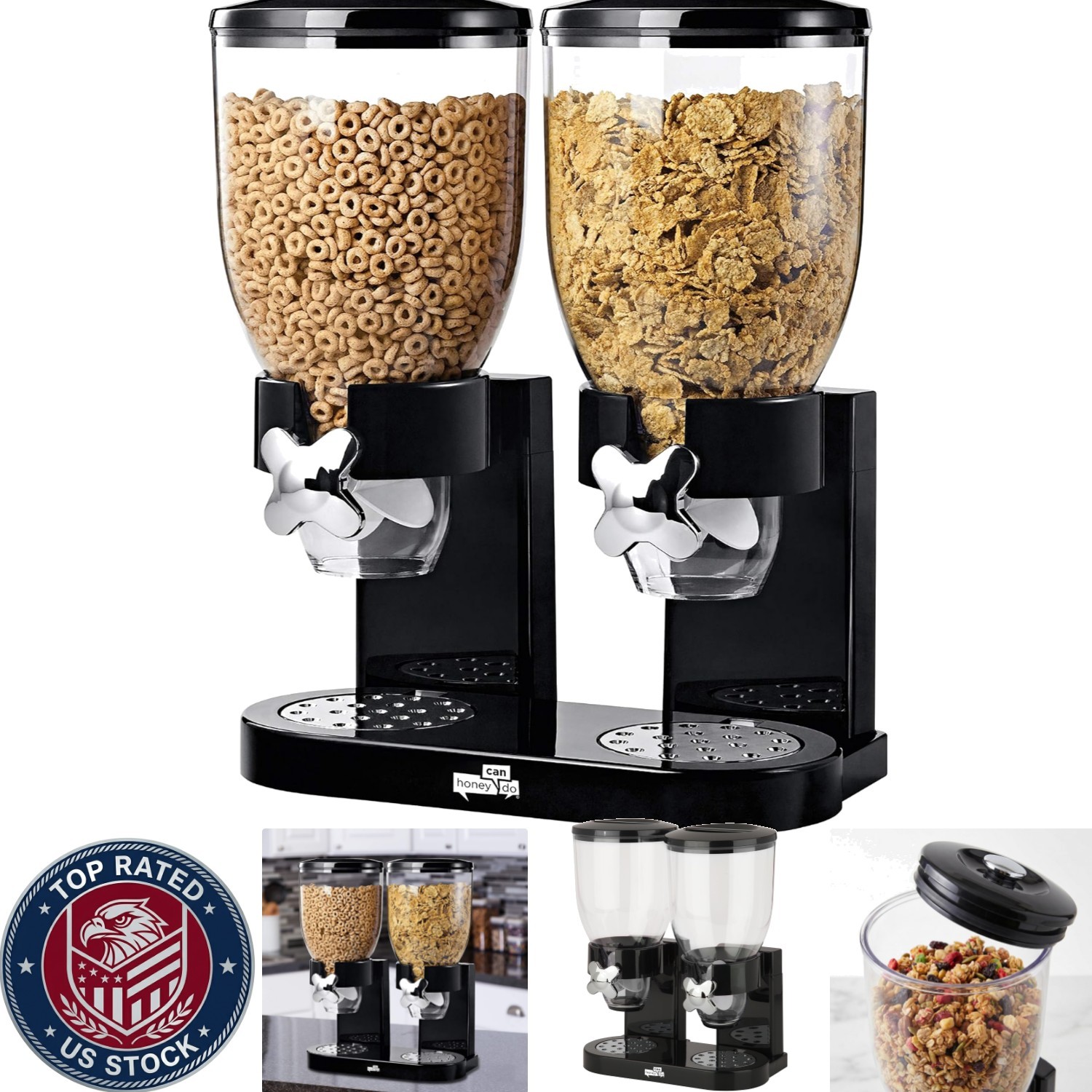 Airtight Snack Dispenser with 35 oz Total Capacity – Perfect for Cereal & Nuts