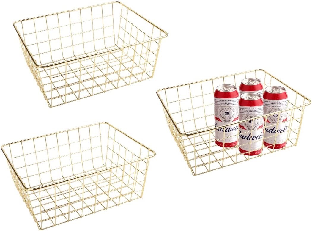 Fvstar 3pcs Wire Storage Basket Farmhouse Metal Household Container Storage