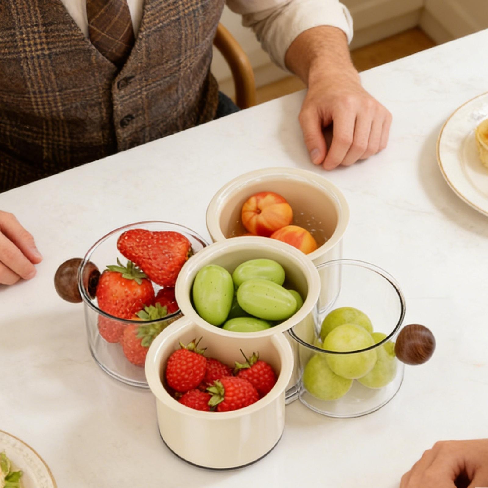 Fruit Storage Stackable 360-Degree Rotating Food Container Snack Storage