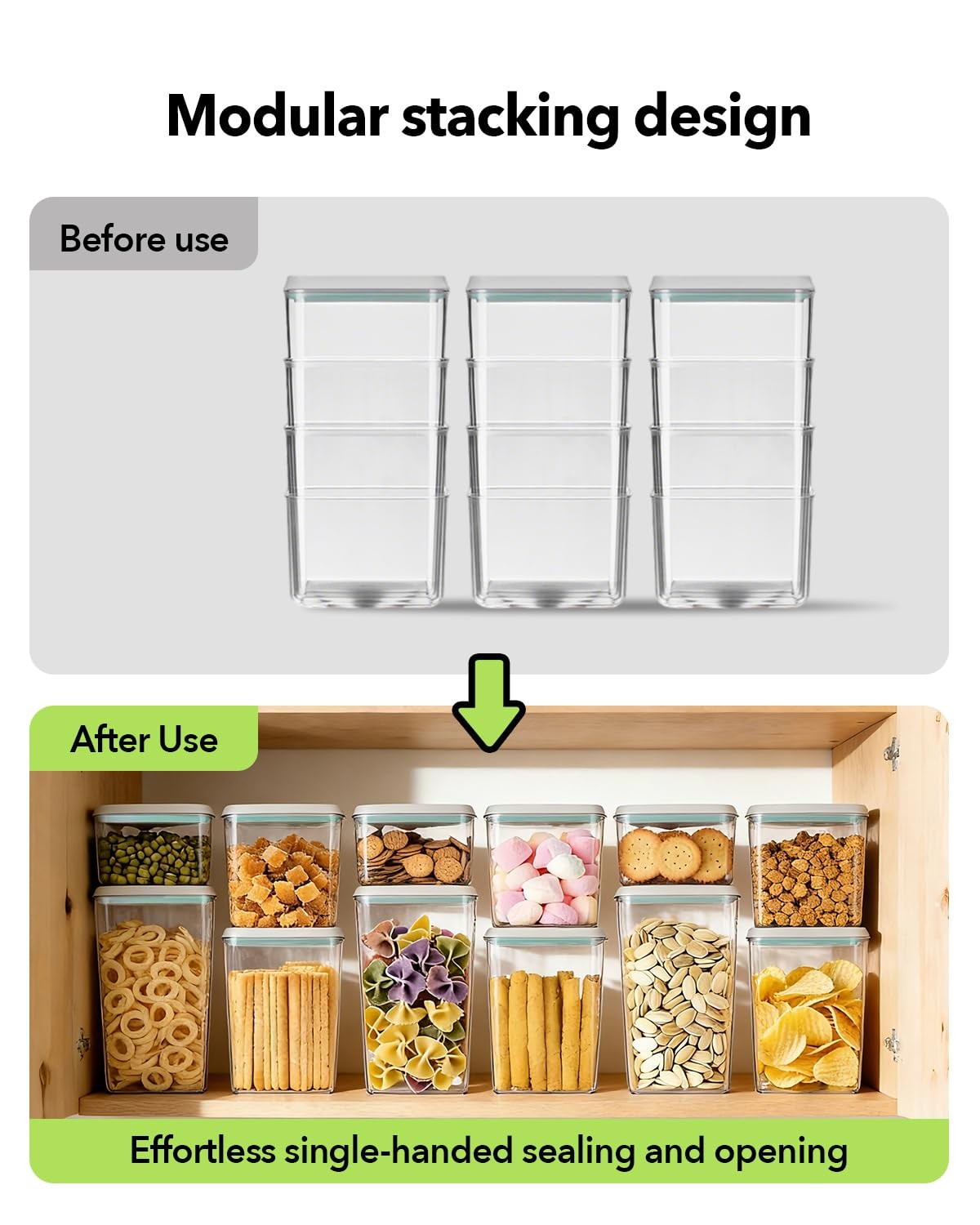 Airtight Food Storage Containers Set with One-Touch Lid, 6-Piece Multi-Size S…