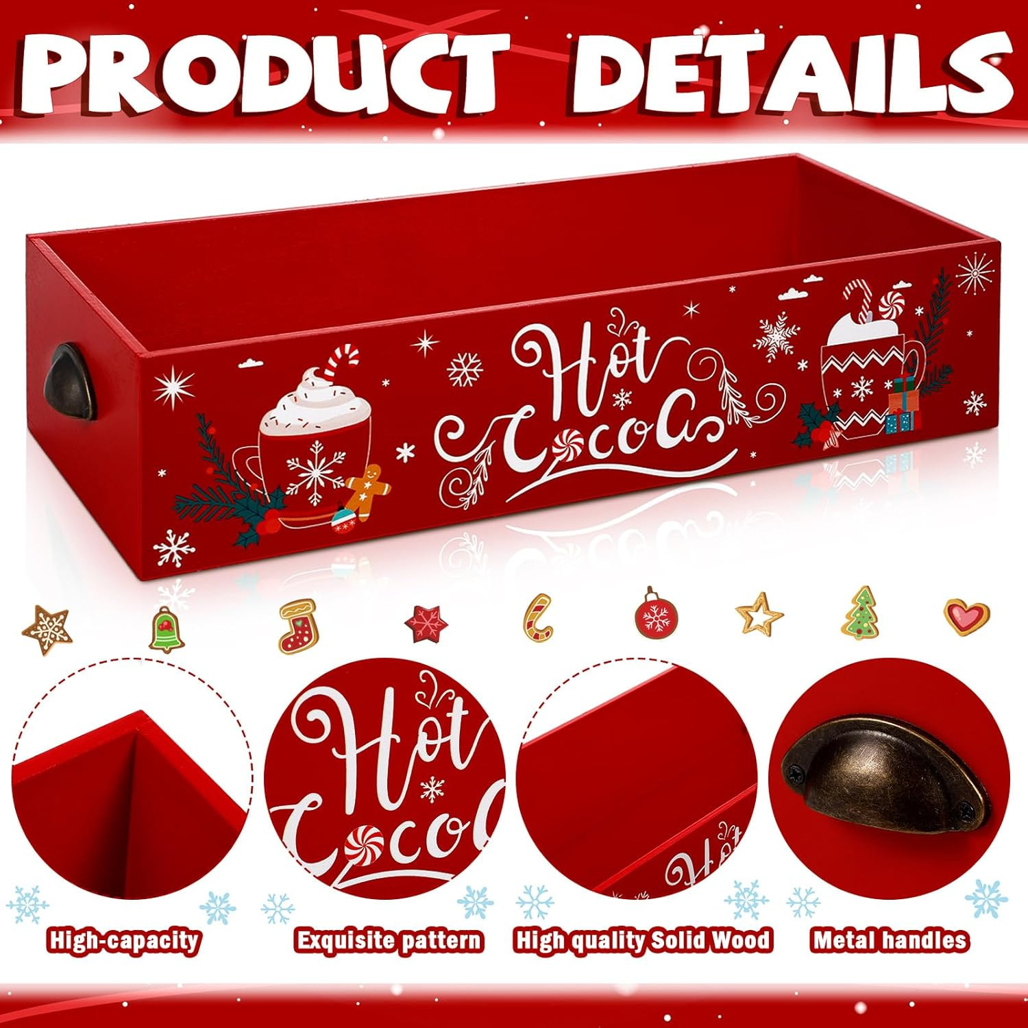 2 Pcs Hot Cocoa Bar Wood Storage Box Hot Cocoa Decorative Christmas Cute Wood St