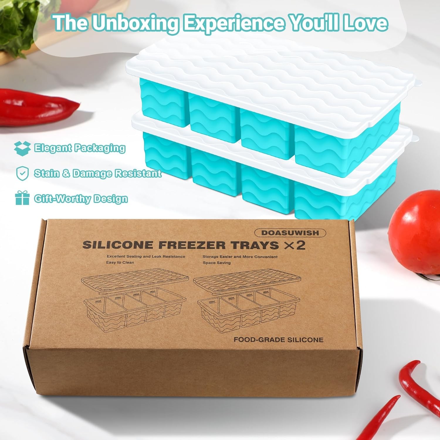 Silicone Freezer Molds for Soup with Lid – 1-Cup Soup Container Style Ice Cube