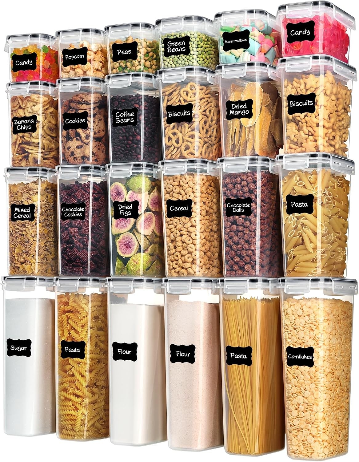 Airtight Food Storage Containers W/ Lids 24 pcs Plastic Kitchen & Pantry