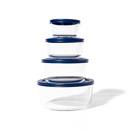 DURA LIVING 8-Piece Glass Food Storage Containers Set (4 Containers + 4 Lids)