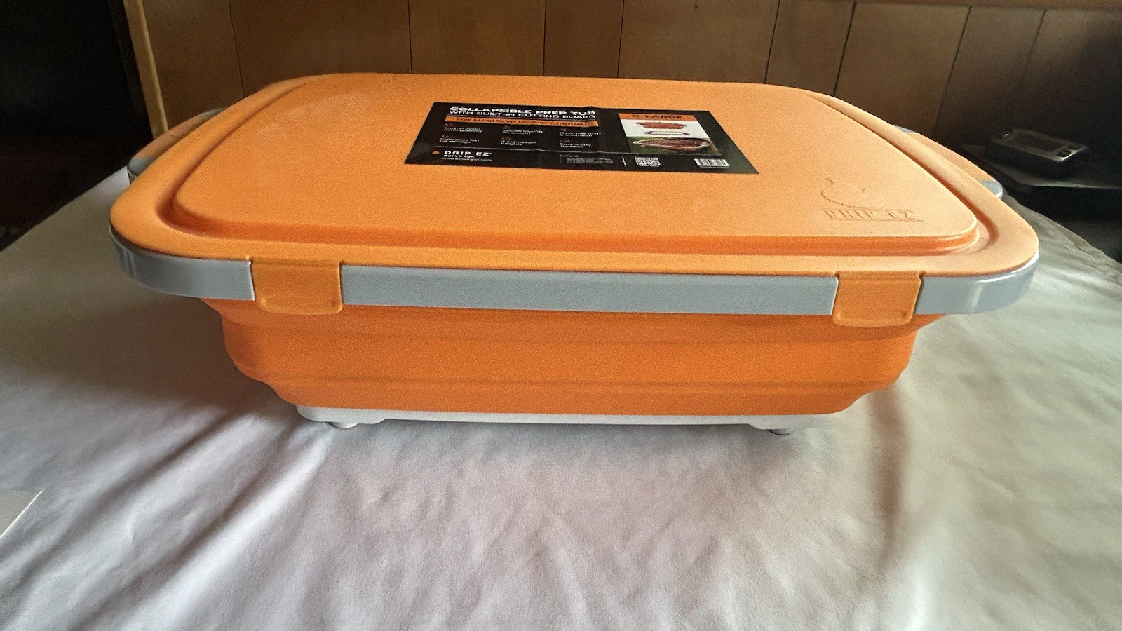 Drip EZ Collapsible BBQ Prep Tub – For Meal Prep Marinating Food Storage -Orange