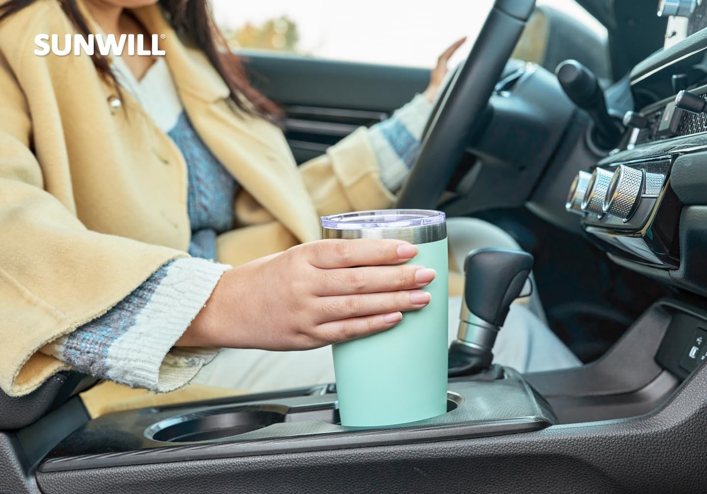 Sunwill Travel Coffee Tumbler 20 Oz Insulated Mug Lid Stainless Steel Cup For