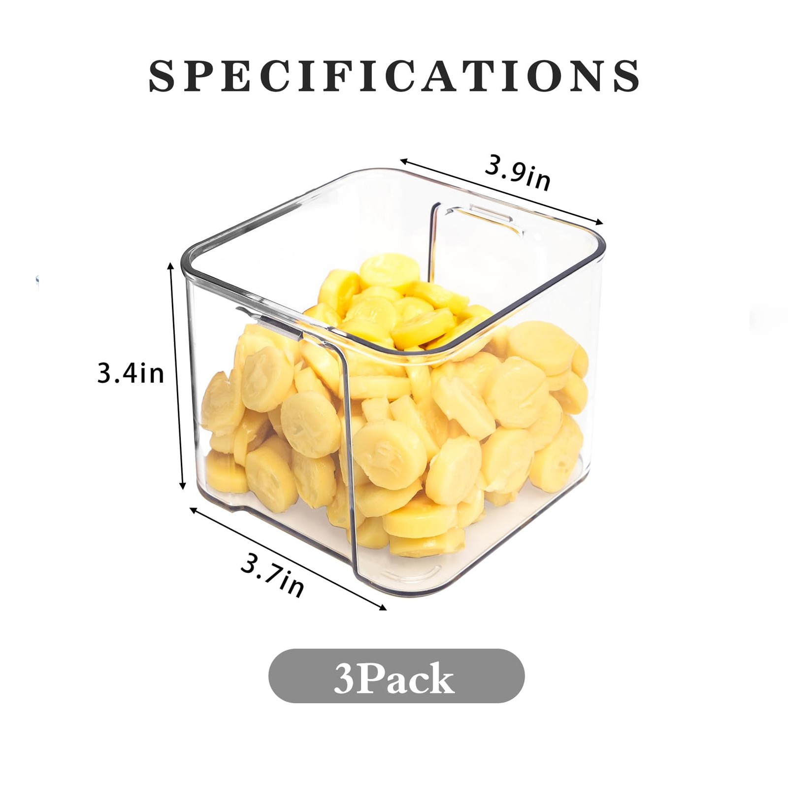 Refrigerator Storage Box 3 Pack, Pull Out Drawer Organizer, Clear Plastic