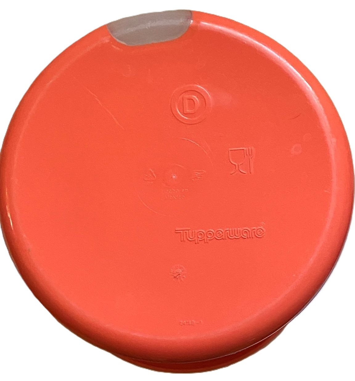 Vtg Tupperware Orange One-Touch Reminder Window Canister ~ Size D ~ (2416B-1)