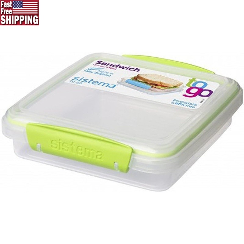BPA Free Stackable Sandwich Box Microwave Dishwasher Safe Food Storage 450ml New
