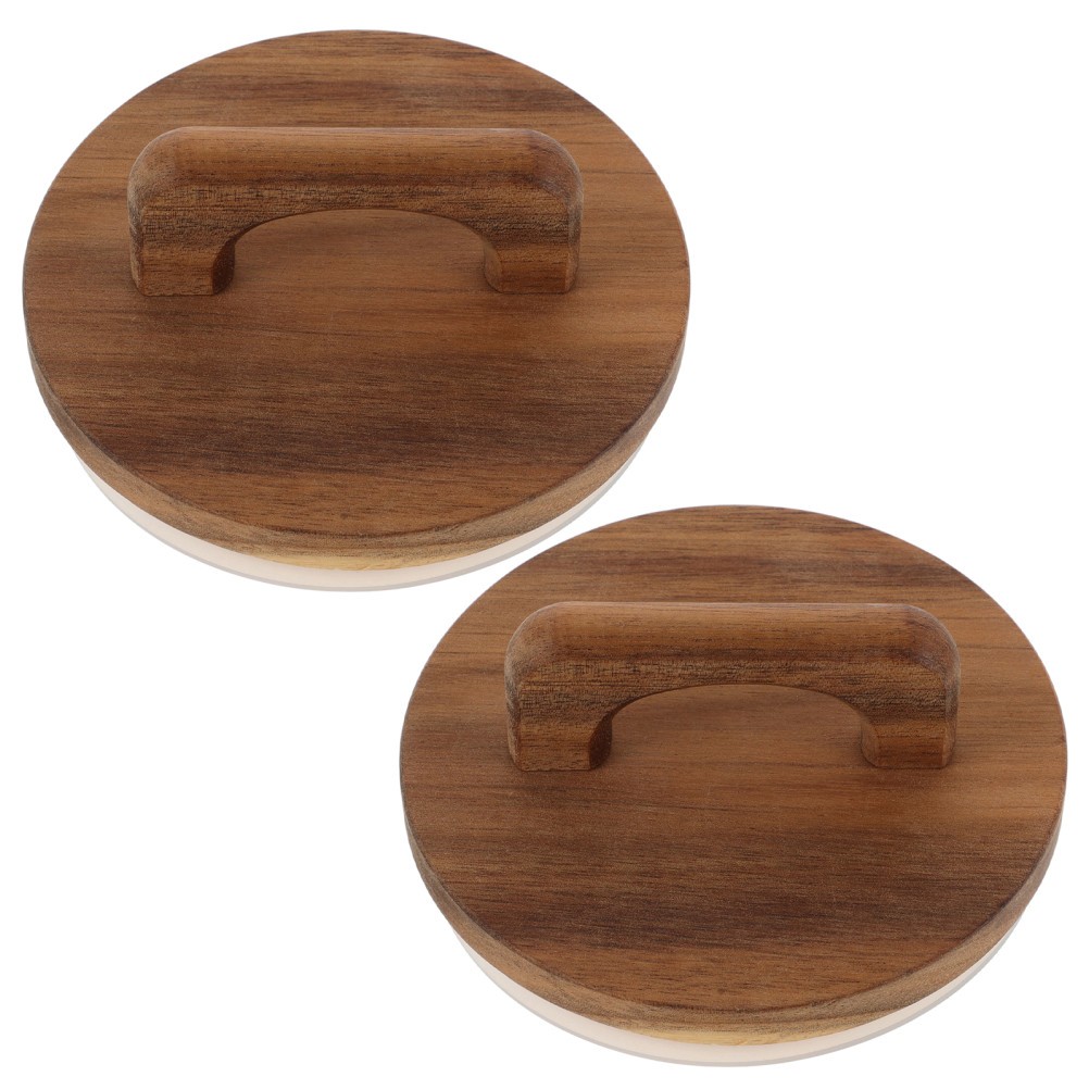 2 Pcs Storage Sealing Lid Wide Mouth Canning Lids Wooden Jar Acacia