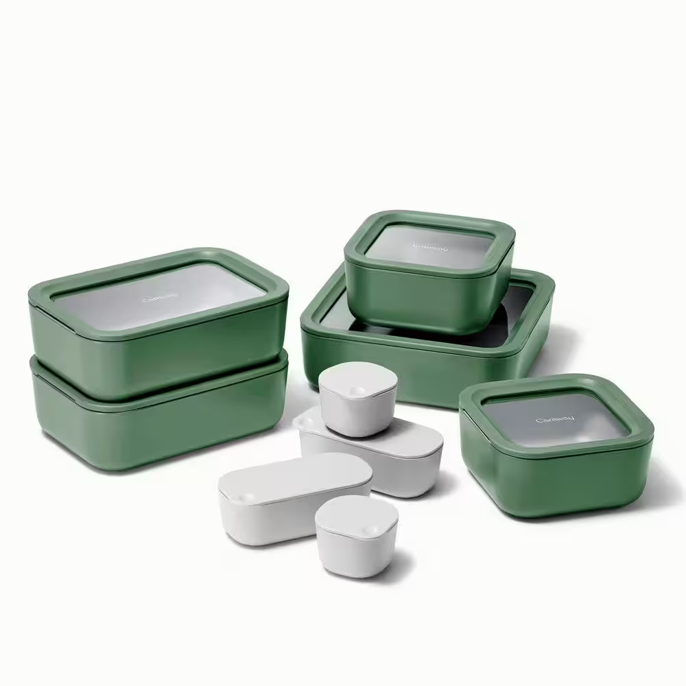 14-Piece Glass Food Storage Set Sage