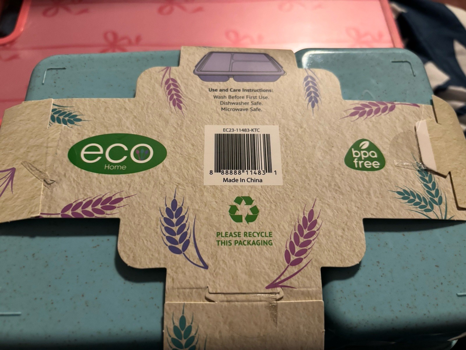 Set Of 3 3-section Wheat Fiber Containers