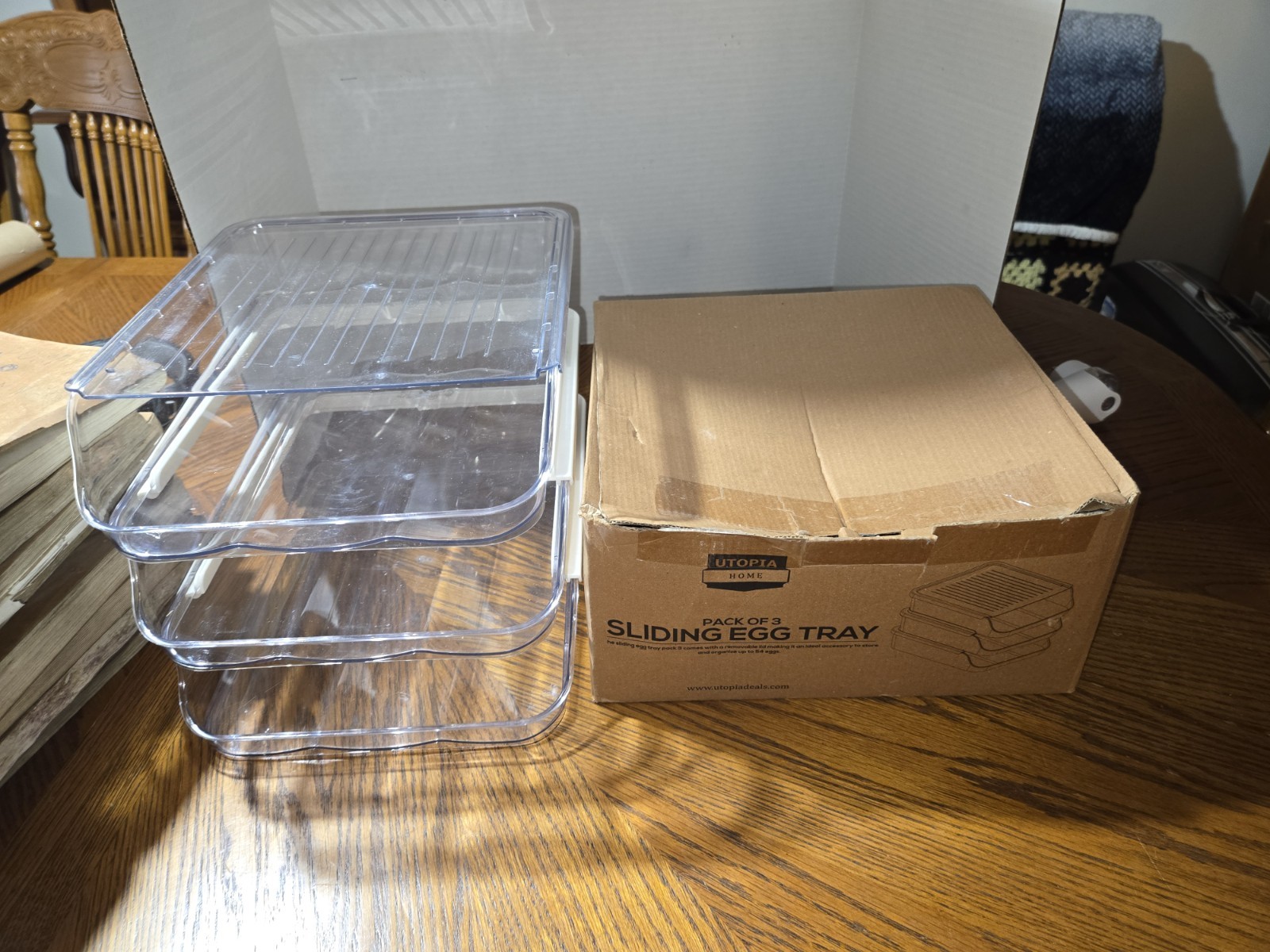 Rolling Egg Container for Refrigerator with Lid Fridge Organizer Utopia Kitchen