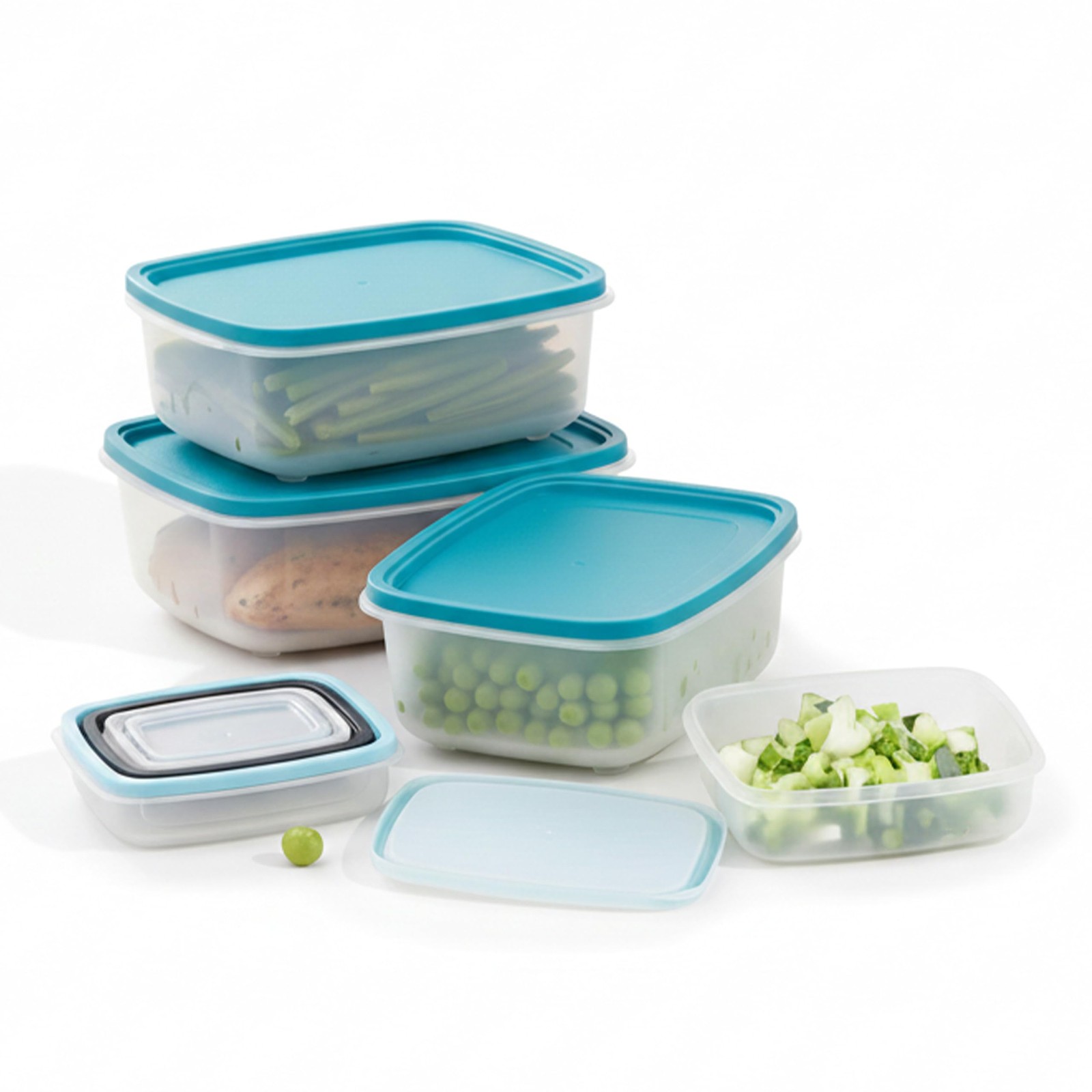 7 Piece Food Storage Container Set with Airtight Lids & BPA-Free Plastic, Sta…