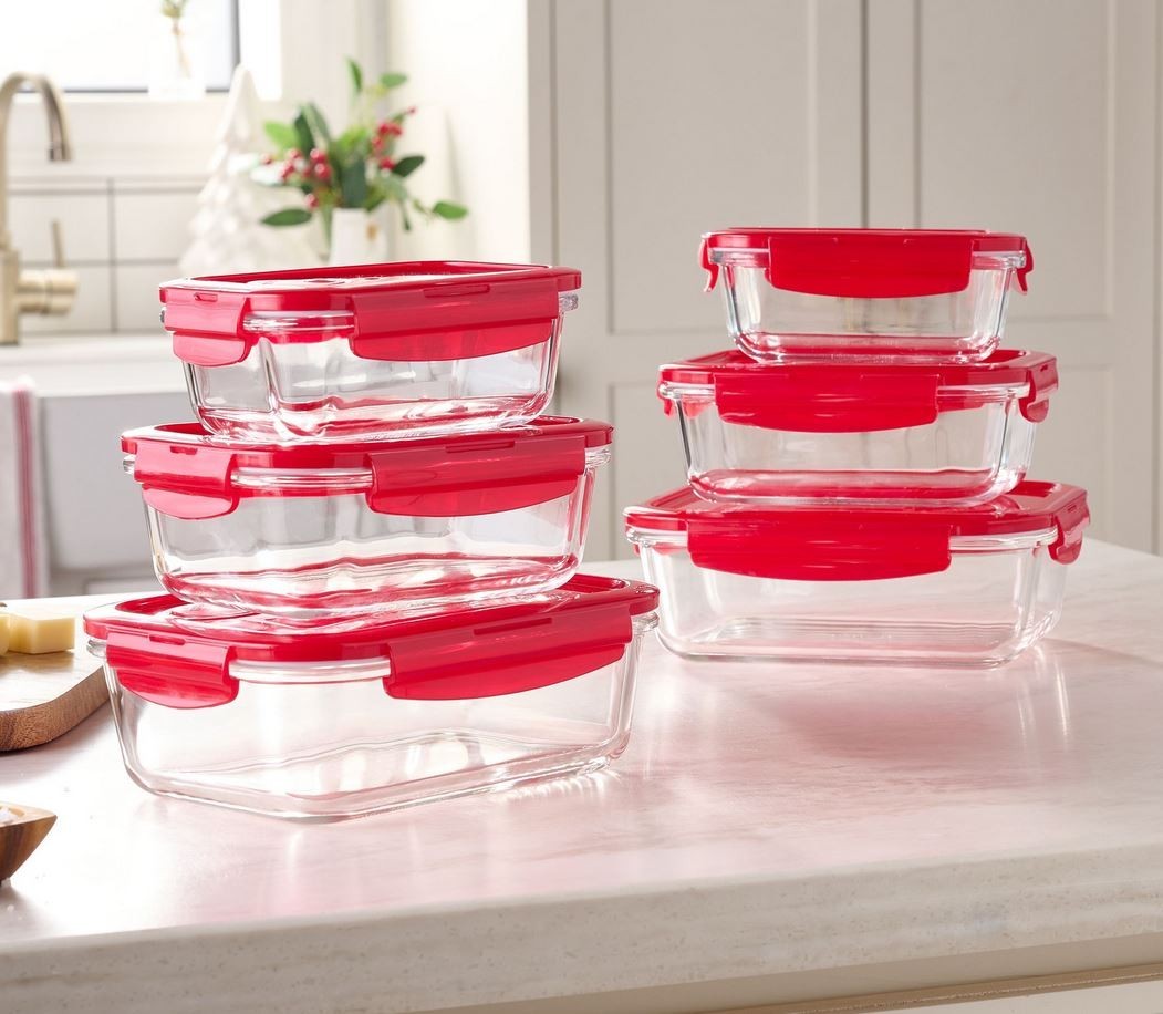 LocknLock 6-Pc Glass Rectangle Bakers,Vented Lids,Food Storage, VIOLET, K97527