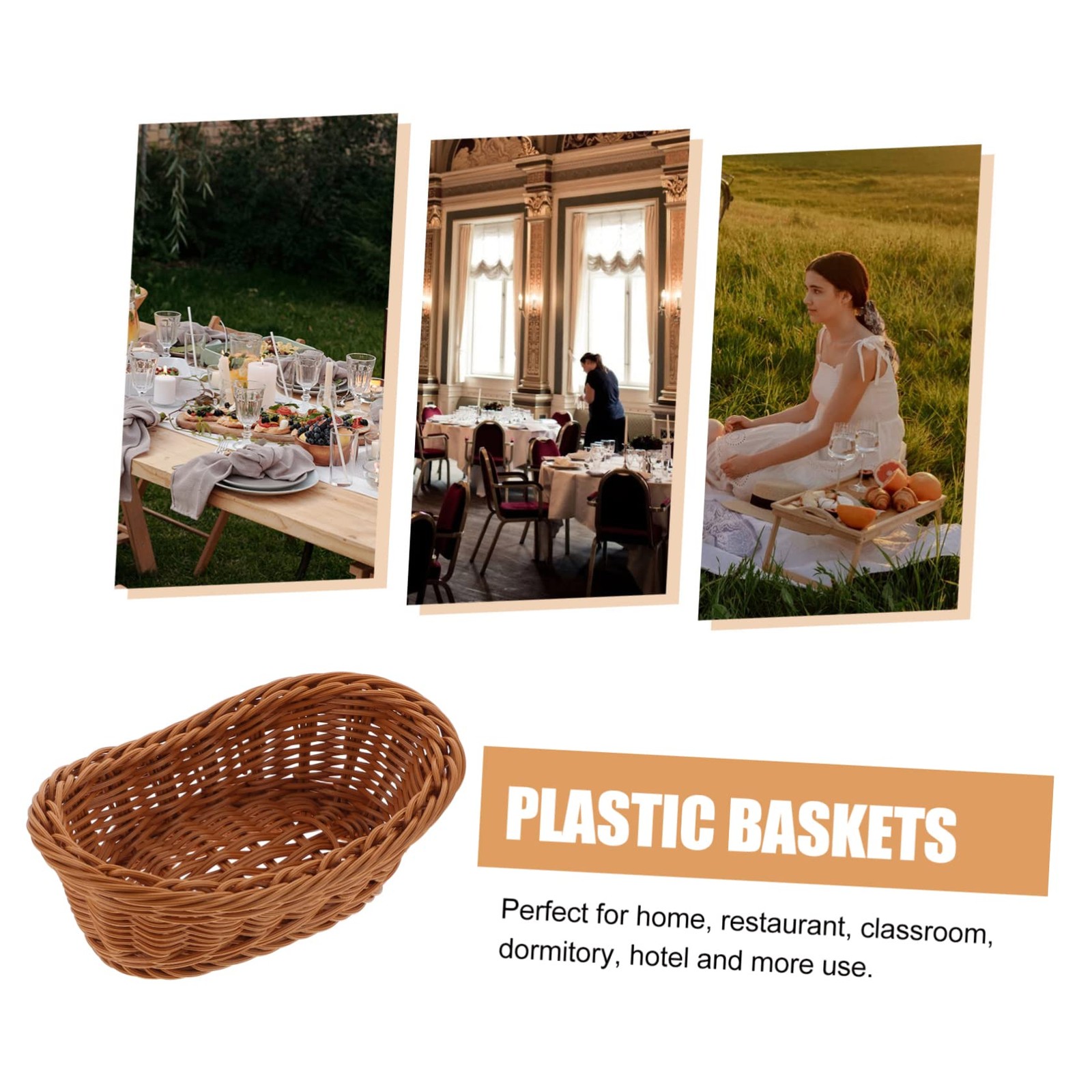 2-Pack Plastic Braided Storage Baskets with Handles Small Woven Pantry Organi…
