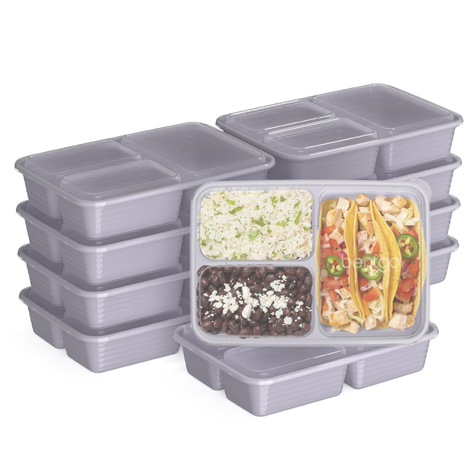 Prep – 20-Piece 3-Compartment Reusable Meal Prep Containers with Lids, PFAS &…