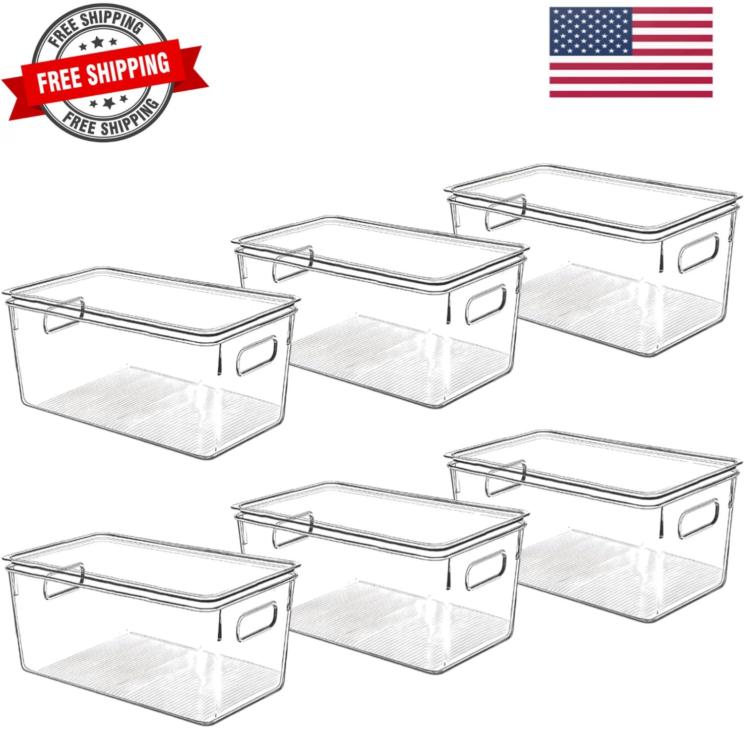 Clear Plastic Storage Bins with Lids, Perfect for Kitchen Organization or Pan…