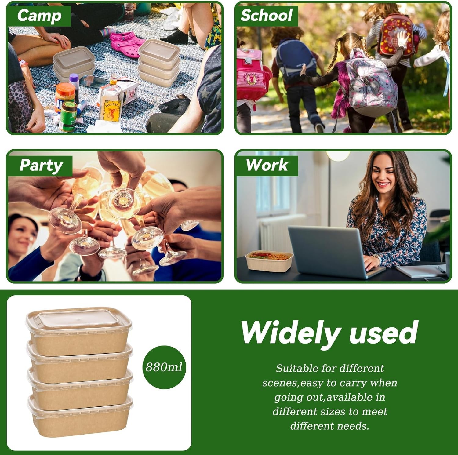 50-Pack 29oz Disposable Kraft Paper Bowls with Lids & Forks Meal Prep Container