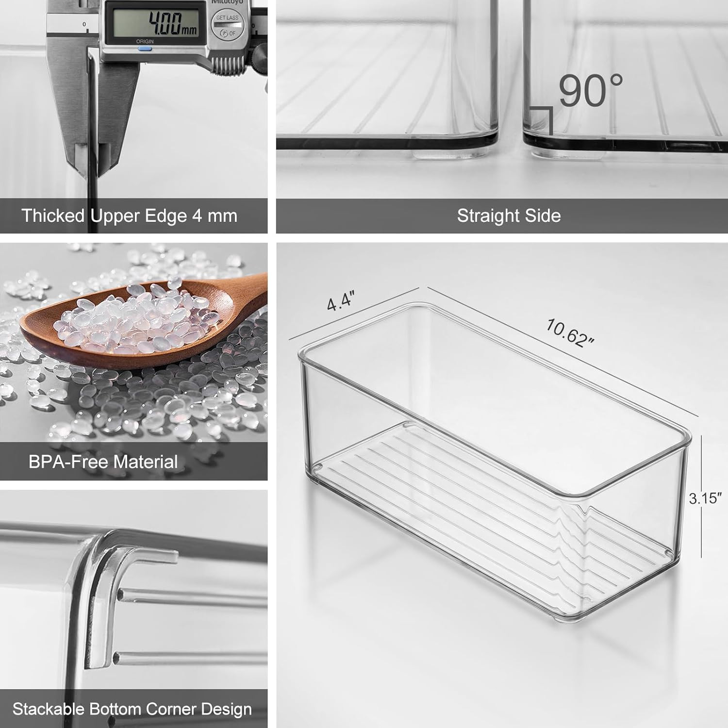 4 Pack Refrigerator Organizers and Storage 4 Small Stackable Clear Plastic Bins
