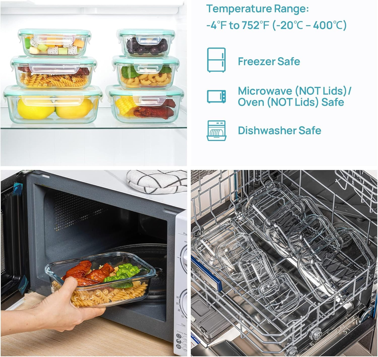 8 Pack Glass Food Storage Containers with Airtight Lids, Glass Meal Prep Cont…