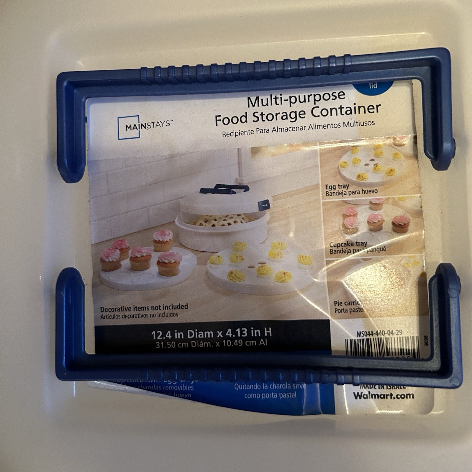 Clear Mainstays Food Storage Carrier Handle 12 Cupcake Tray
