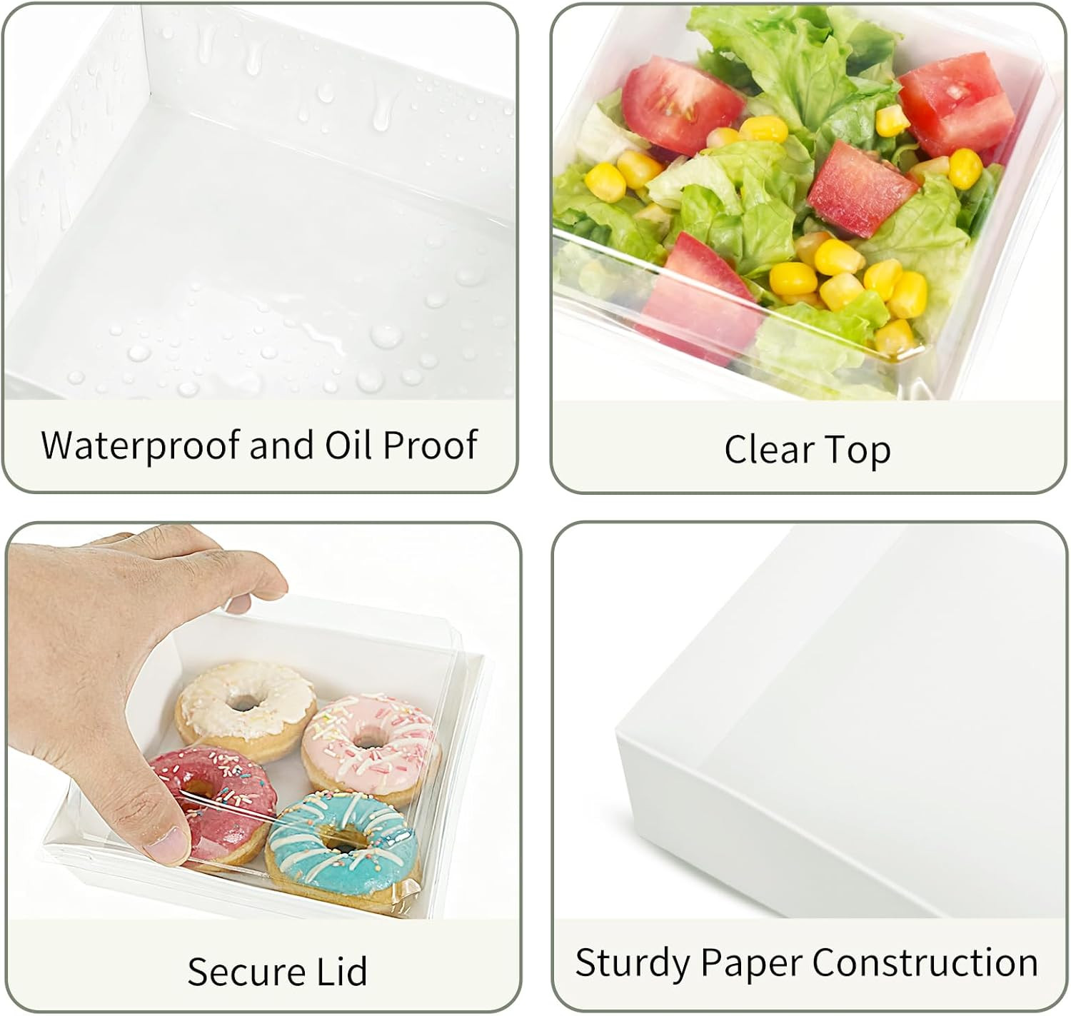 100 Pack Small Charcuterie Boxes with Clear Lids, 5.5 Inch to Go Paper Mini Food