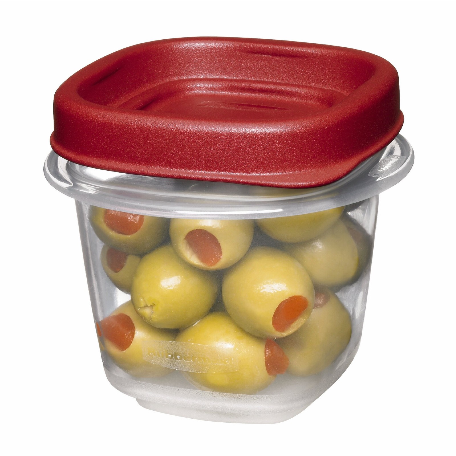 Rubbermaid Easy Find Lids Food Storage Containers, 0.5 1/2 Cup, Clear/Red