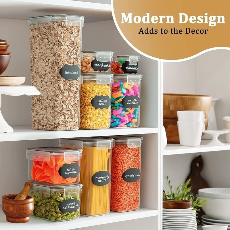 Airtight Food Storage Containers 28 Pcs Leak Proof Organizers Labels Spoons New