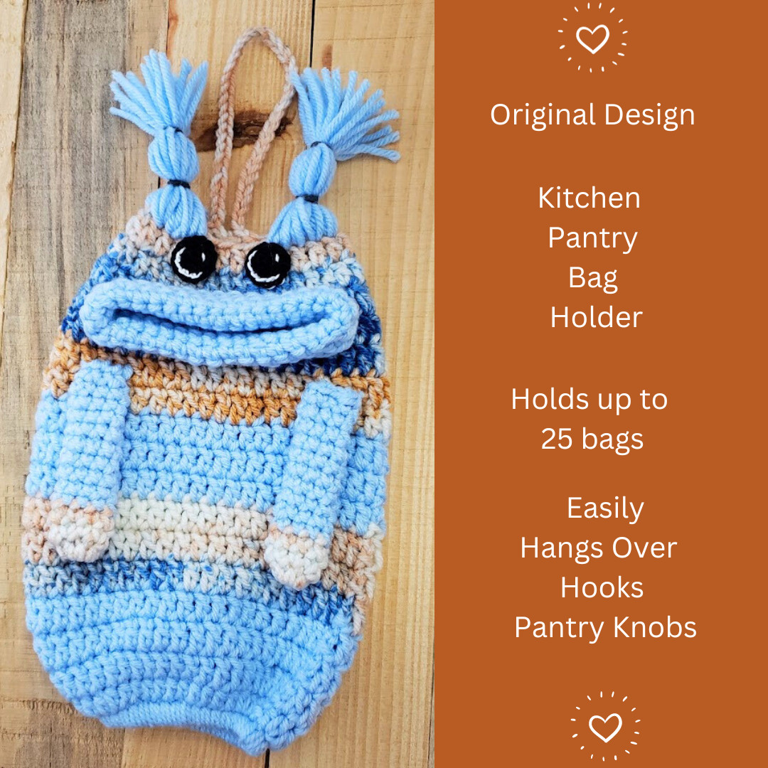 Storage Organizer Pantry Kitchen Plastic Bag Holder Whimsical Unique Handmade
