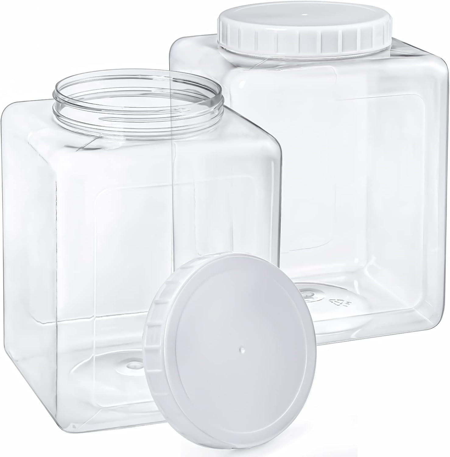 2 Pack 1.3 Gallon Large Plastic Storage Jars with Lids, Clear Kitchen Storage Co