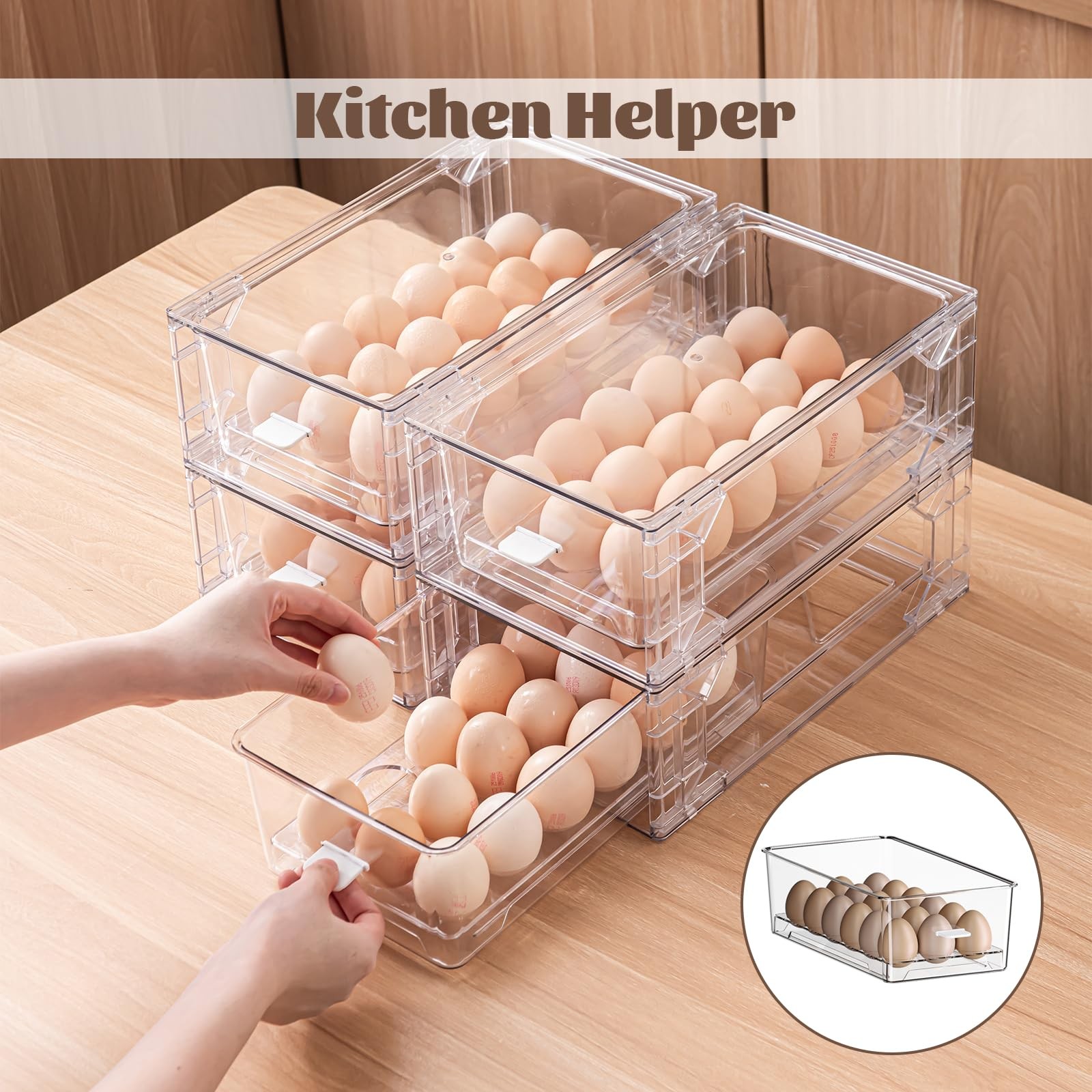 BPA-Egg Storage Drawer – Stackable Refrigerator Egg Holder, 2 Pack, 36 Egg Tray.