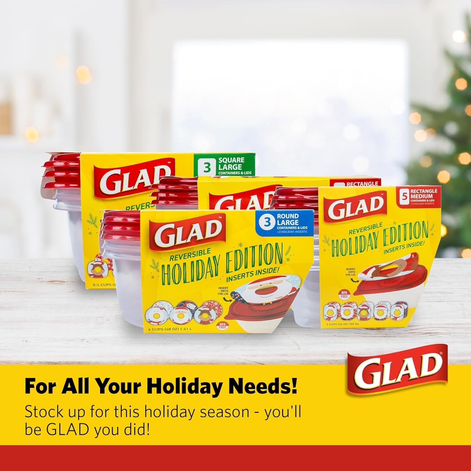 GladWa Family Size Food Storage Containers 24 Ounce (Pack of 5), Standard