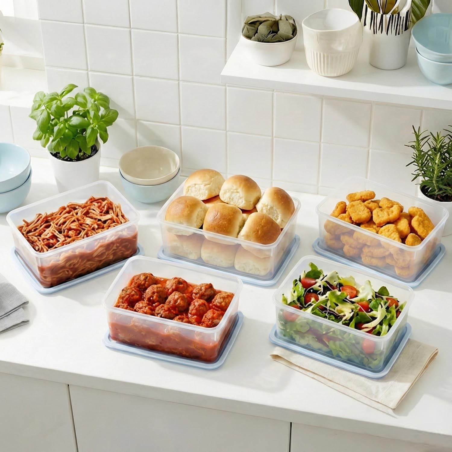 Flexible Freezer Storage Containers with lids, 2Pack 11.4cup Blue