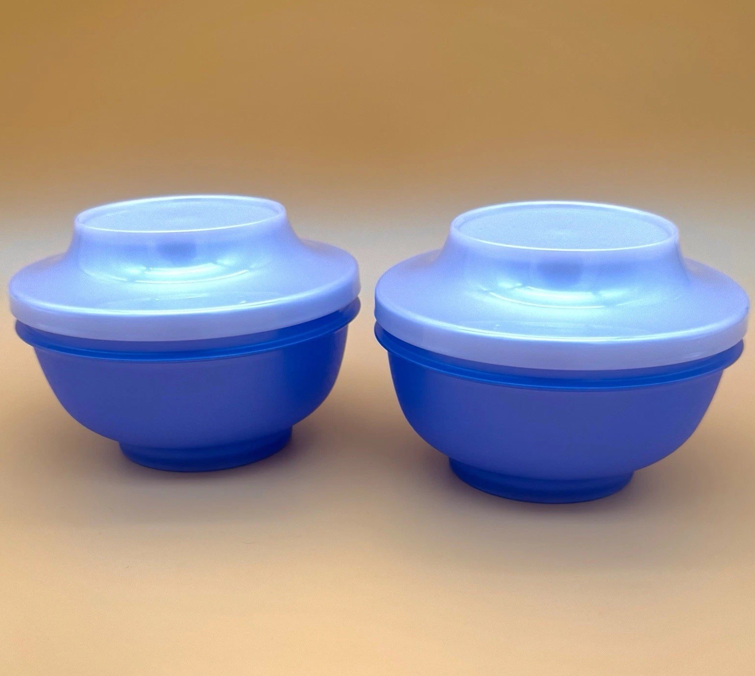 Tupperware Oriental Pedestal Rice Bowls Blue 325ml / 11oz Set Of 4