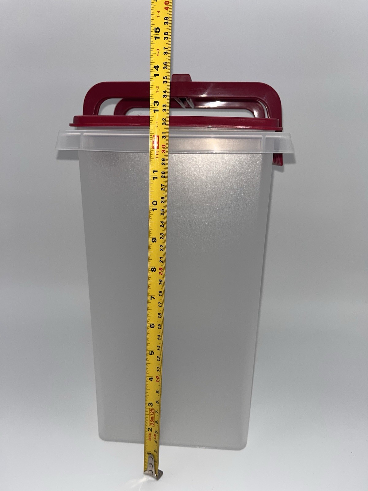 Tupperware 3 Gallon Bulk Food Storage Canister Clear with Red Lid New
