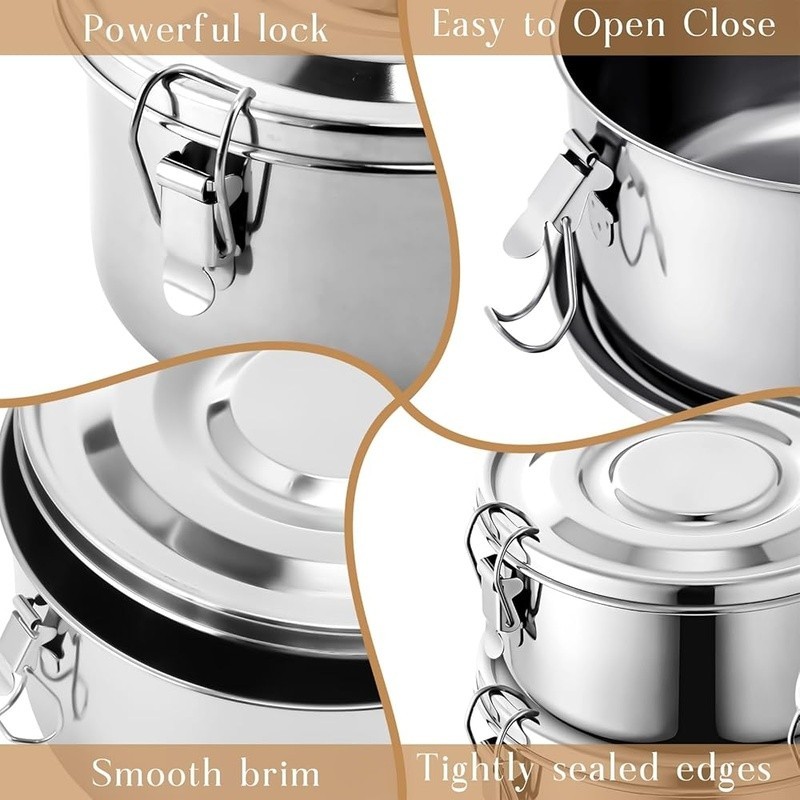 Stainless Steel Bento Box Set Leak Proof Food Storage Containers 4 Pack New