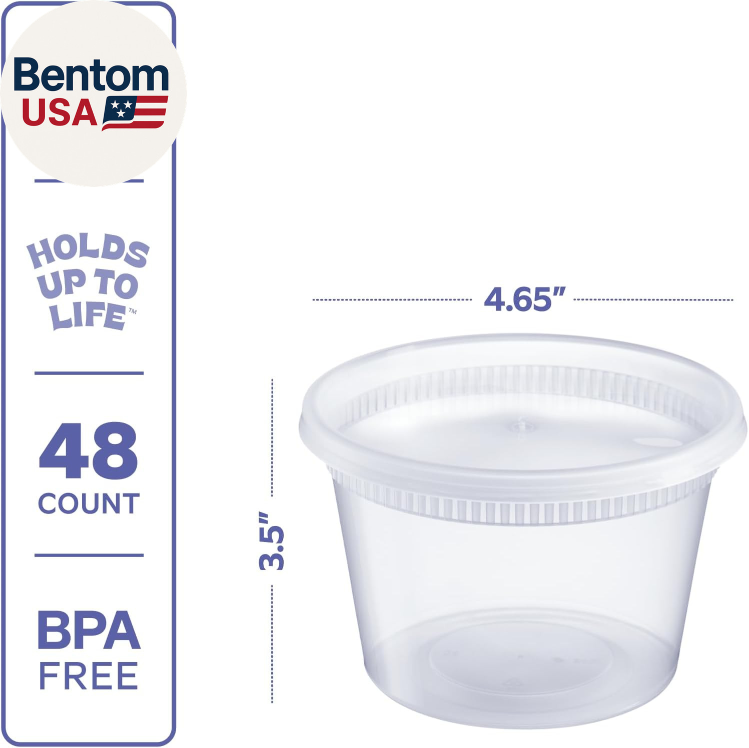 [48 Sets 16 Oz. Plastic Deli Disposable Food Storage Containers with Airtight Li