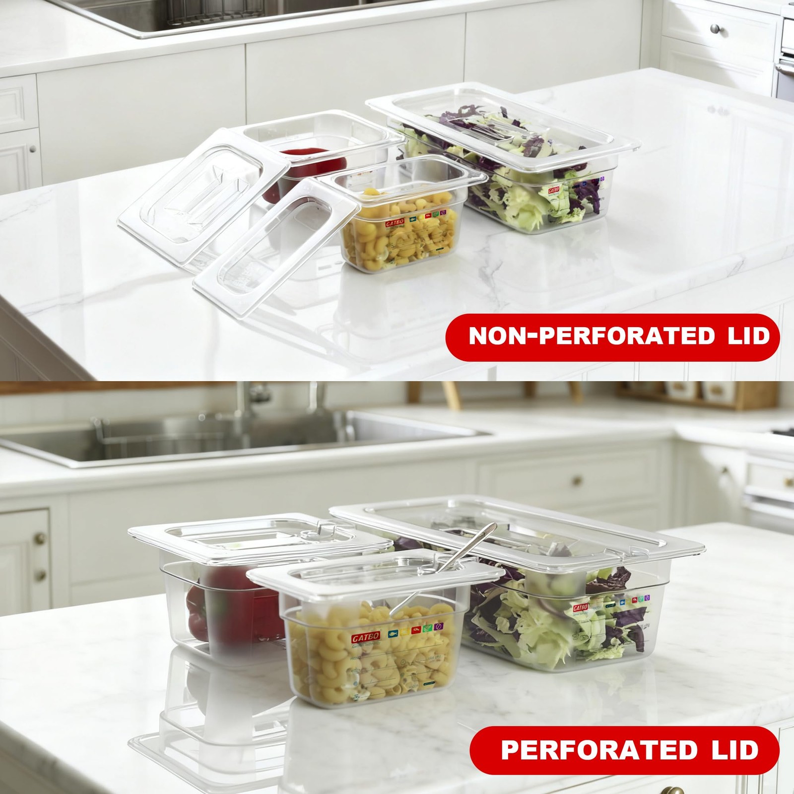 6-Pack Clear Polycarbonate Handled Lids for 1/6 Size NSF Food Pans