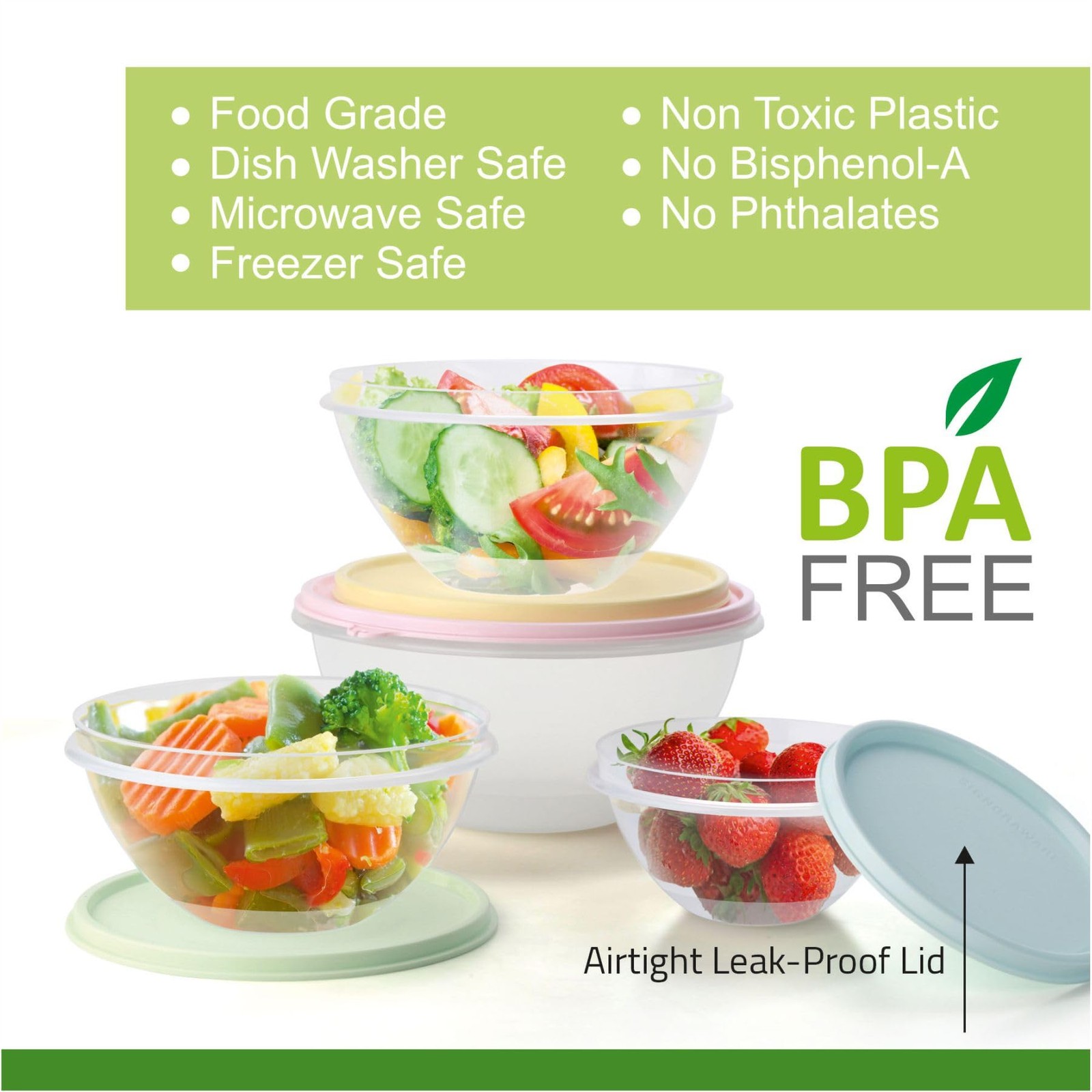 Food Storage Containers with Lids Set of 4 – 60oz, 40oz, 27oz, 13oz Meal Prep…