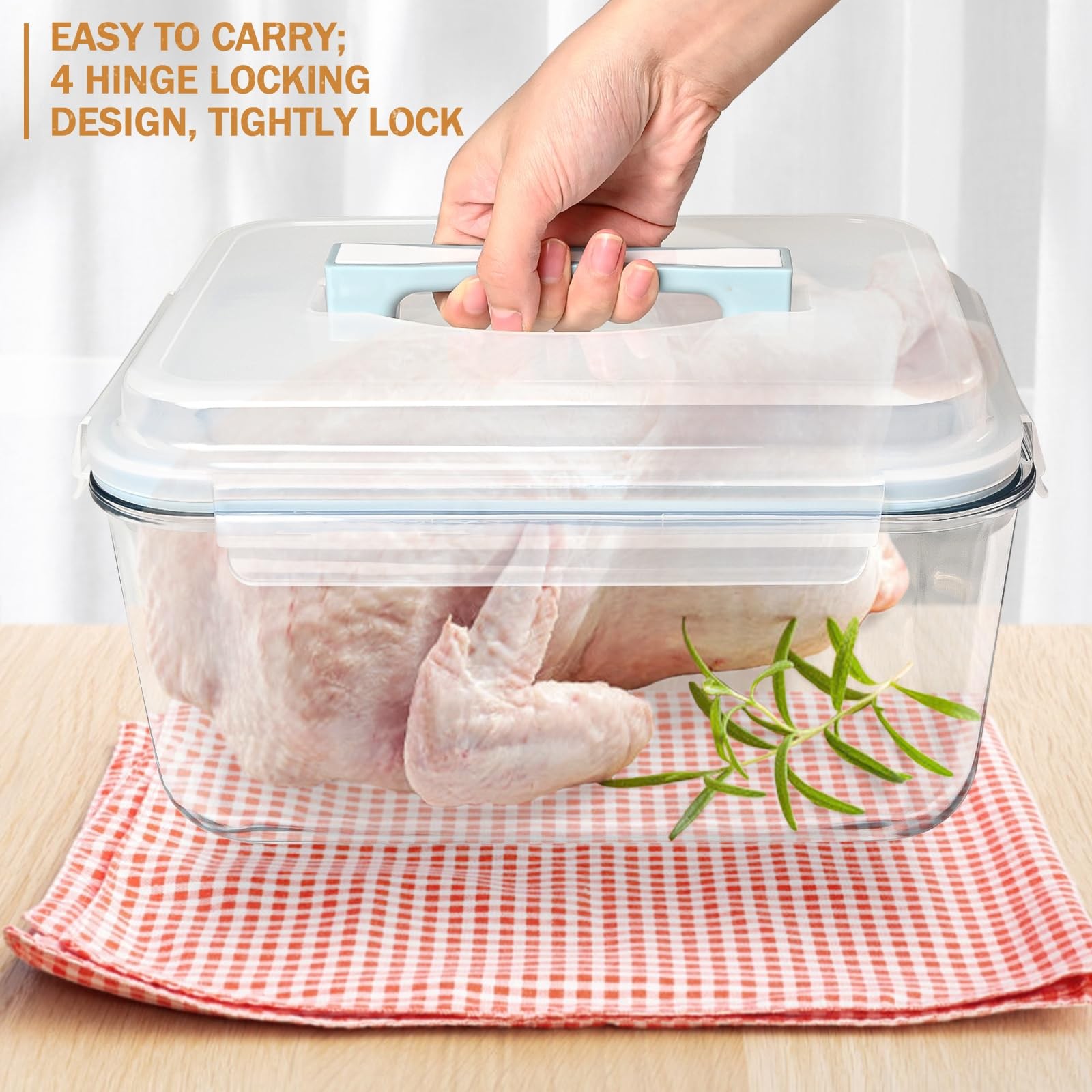Glass Food Storage Containers with Lids for Rotisserie Chicken, Airtight 200 Oz