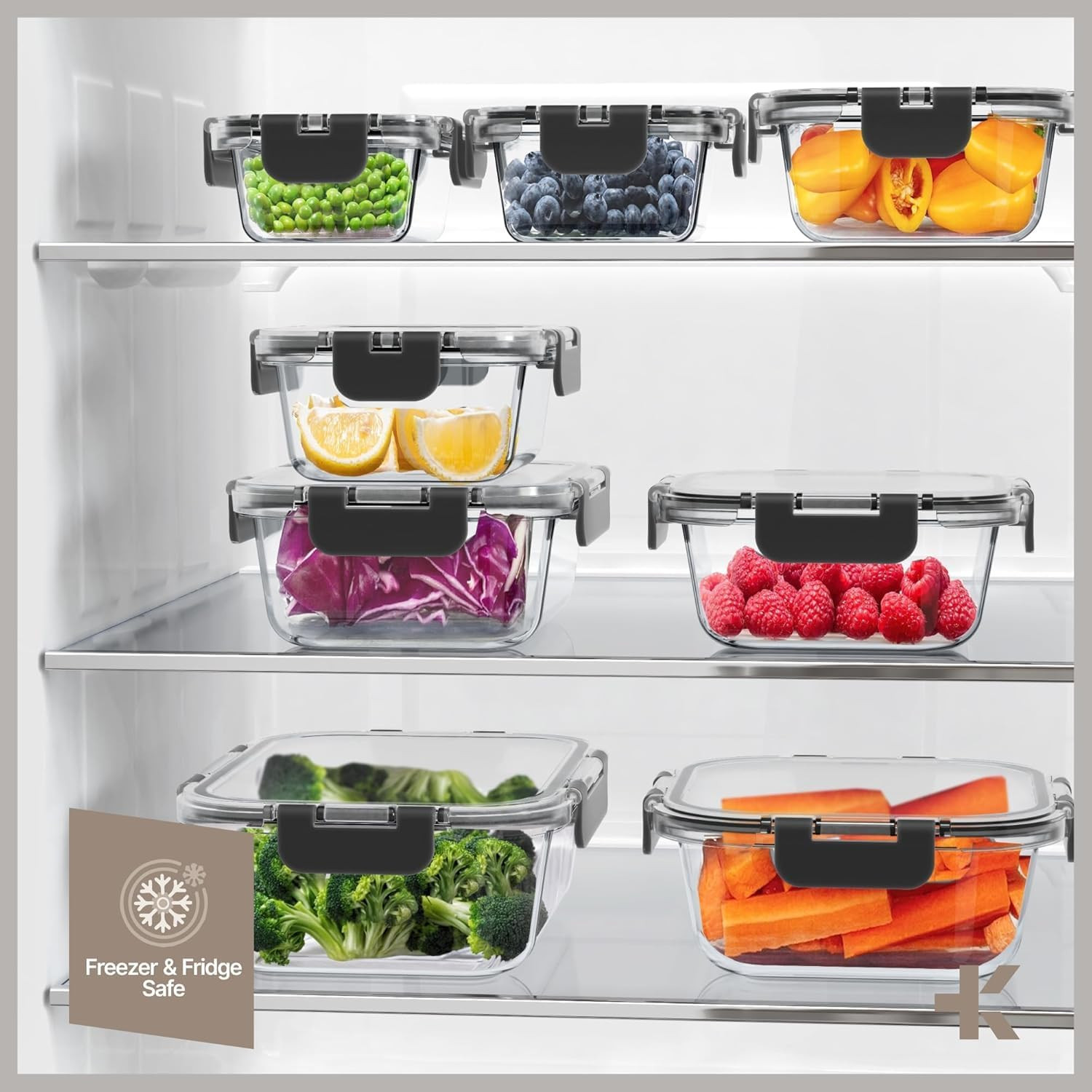 Bakken Borosilicate Glass Food Storage Containers with Lids 16 Pieces, Bpa-Free