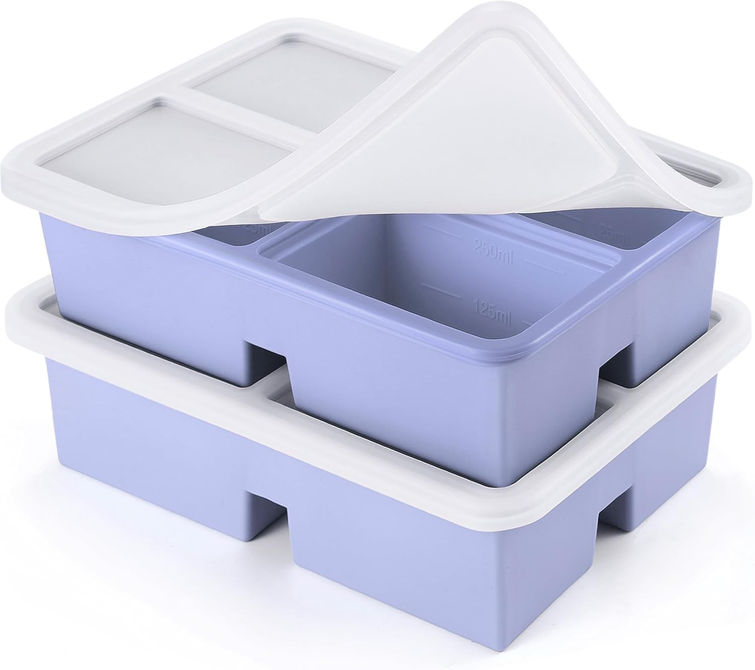 2 PACK 1 Cup Silicone Freezer Trays With Lid For Freeze & Store Soup, Broth, Lef