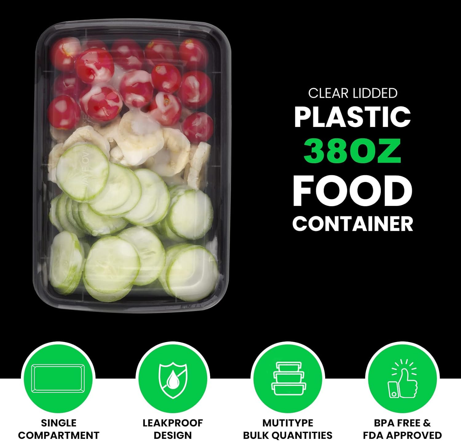 WGCC Meal Prep Containers [38OZ] Plastic Food Storage Containers with Lids,10-Pa