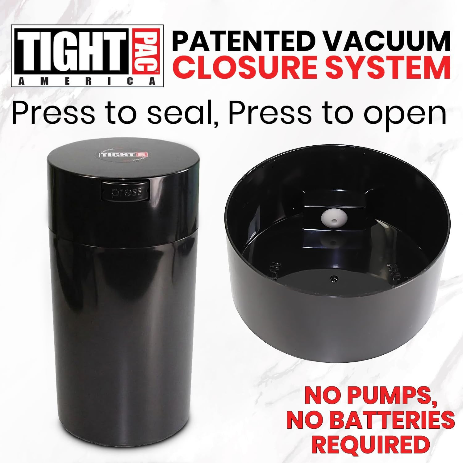 Tightvac 3 to 12 Ounces Airtight Smell Proof Container – Patented Vacuum Seal