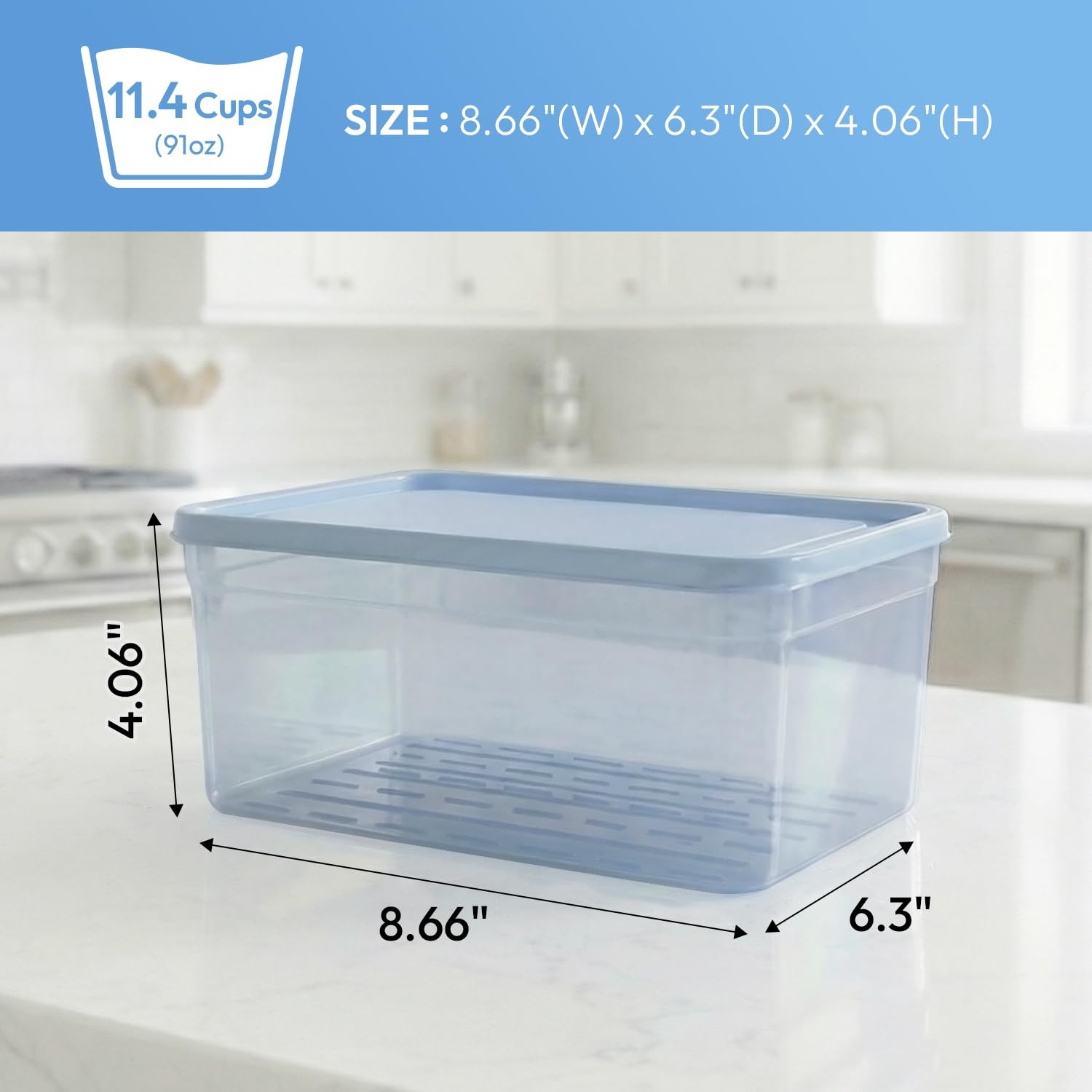 Flexible Freezer Storage Containers with lids, 2Pack 11.4cup Blue