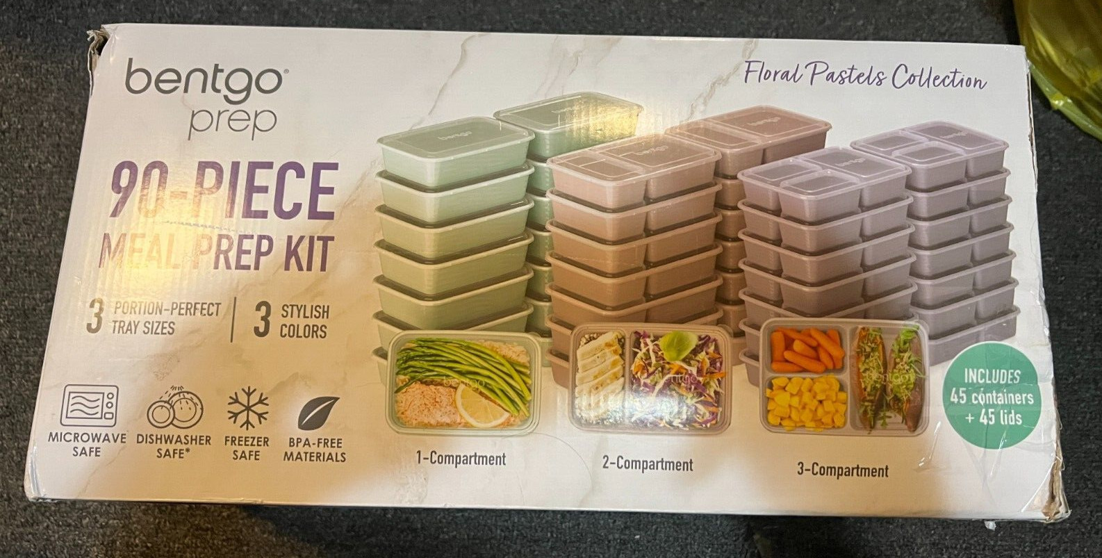 BENTGO 90 PIECE MEAL PREP SET (Floral Pastels)