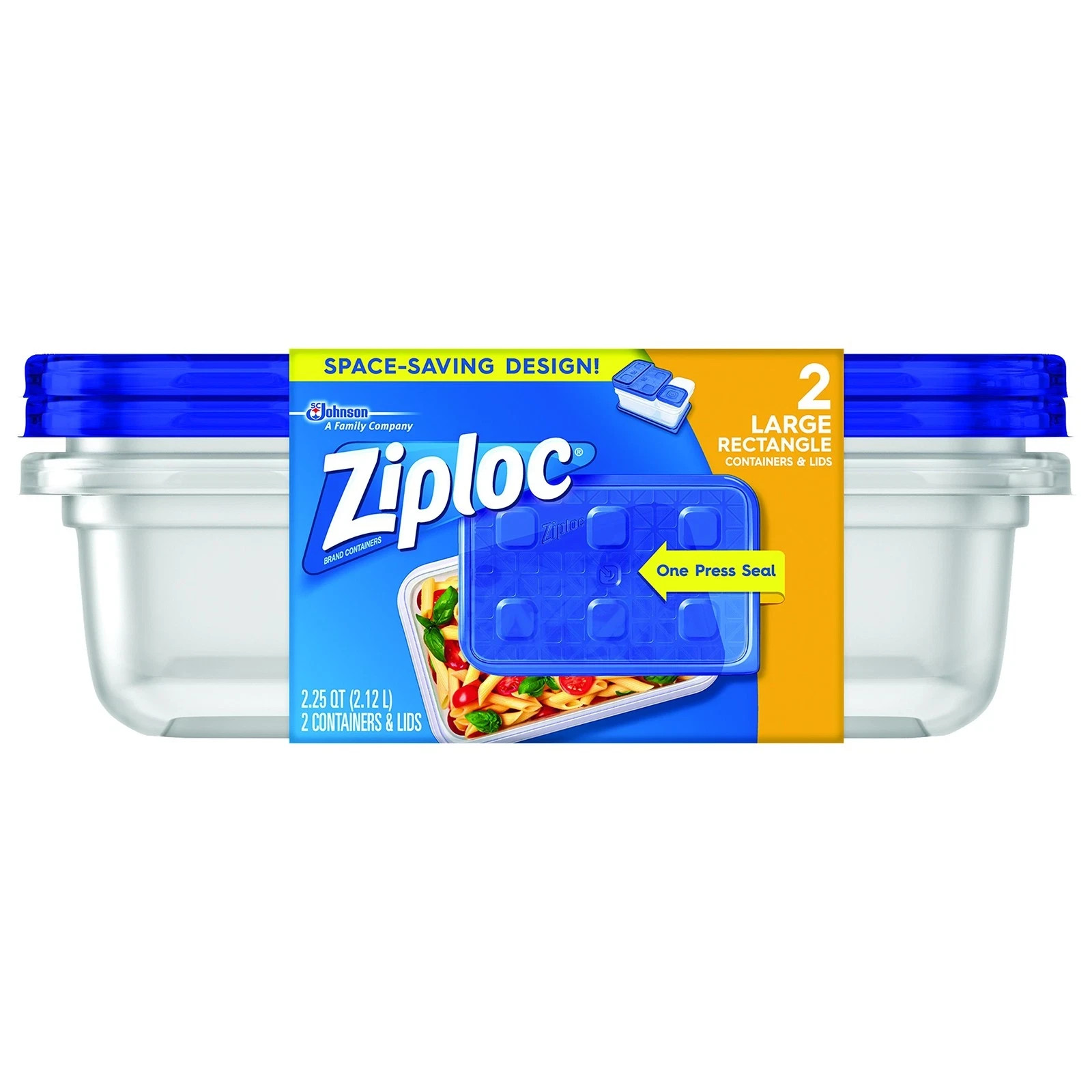 Ziploc 321874 Food Storage, 2 Count (Pack of 1) 2 Count, Clear